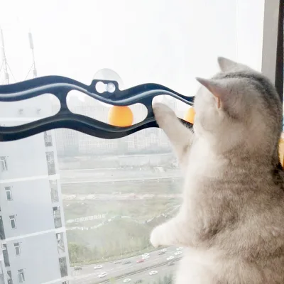 2025 Factory Direct Modern Style Cat Suction Cup Track Ball Toy Self-Stimulating Wavy Pet Toy Cut Cat Scratching Supplies