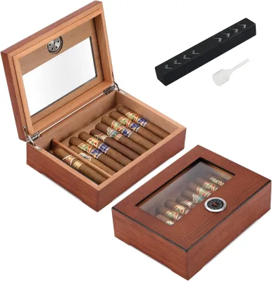 Hot Sale Wooden Cigar Storage Box,Wood Cigarette Box Storage Case Holds 15-20 Cigars for Gifts