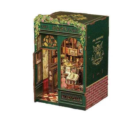 JIexunda Handmade DIY Owl Wood Book Stand-Limo Culture DIY Toy Model Toy Furniture Toys Set PVC 14+