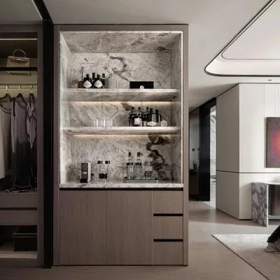 Custom Design Light Luxury Style Wine Cabinet Marble Counter Top Popular Bar Cabinet