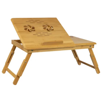 Powerson Modern Bamboo Wooden Foldable Home Office Computer Tray with Laptop Table Compact Cup Holder Customized Color & Logo
