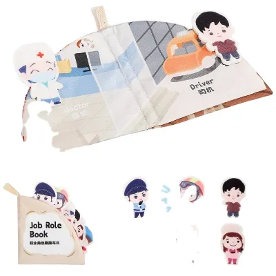 Kids First Book 6 Occupation Figure Toys Colorful Educational Washable Cloth Book for Kids Age 0 Month+