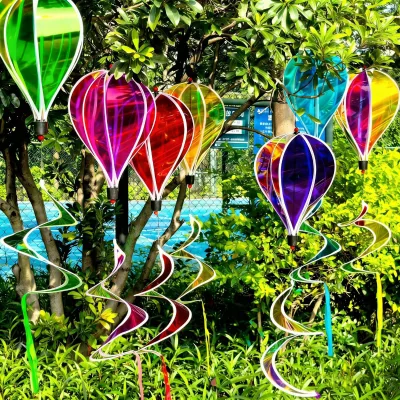 Simple Floral Outdoor Colorful Film Ornament Rotating Spin with the Wind Hot-air Balloon Party Events Wedding Decoration
