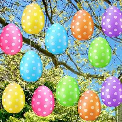 16 Inch Inflatable Easter Eggs Decorations Inflatables Outdoor Decor Kids Toys Colorful Inflatable Easter Eggs Ornaments