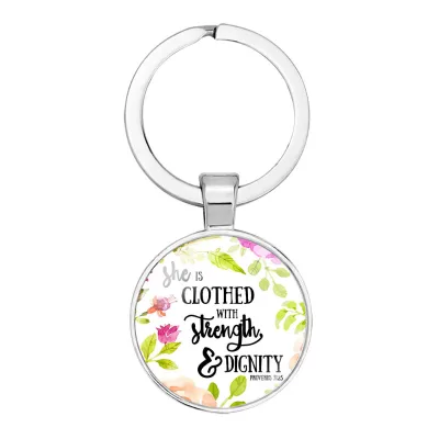 Newest Italian Catholic Rose Via Scripture Christian Mini Bible Verse Key Pendant Religious Accessory Jewelry Keychains Gift