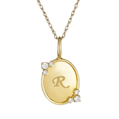 Gemnel Custom Girl Gift 925 Sterling Silver 18k Gold Plated Engraving Coin Initial Pendant Necklace