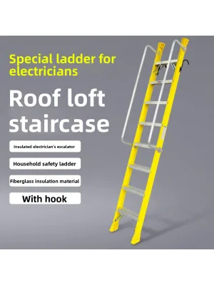 Electric Shock Proof Vertical Fiberglass Insulated Extension Ladder 150kg Capacity 2m Extended Height for Rooftop Household