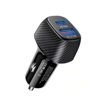 2in1 52.5W Usb c Car Charger for Cellphone Car Phone Charger Usb and c Type PD Fast Charging Cigarette Lighter Charger