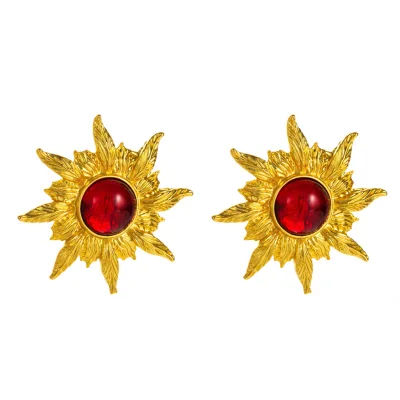 Sunflower retro earrings trend Bohemian ethnic style earrings silver needle wholesale