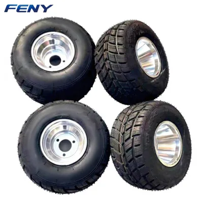5 Inch Solid Tire Bias Design Front/Rear ATV Tyres 10x4.50-5 & 11x7.10-5 with Wheel Hub Go Kart Drifting Tires