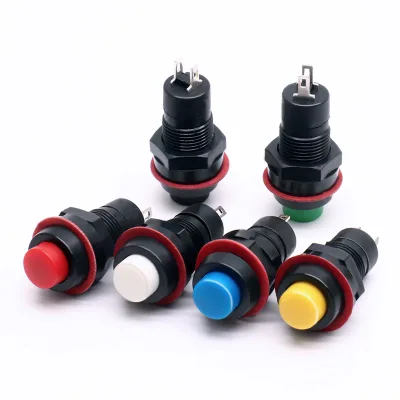 10mm Mounting Hole Latching Push Button Switch, Momentary Reset Button for Equipment Startup, Multiple Colors Optional