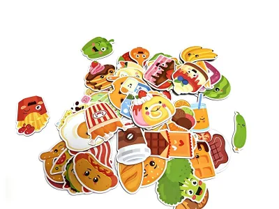 Premium Cardboard Food Fridge Magnets 48Pcs Colorful Decorative Magnetic Stickers for Refrigerator Whiteboard Educational Toys