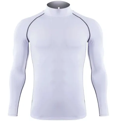 High Elastic Slim Fit Lined Warm Men Sports Long Sleeve Top for Gym Training Workout Winter Thermal Top