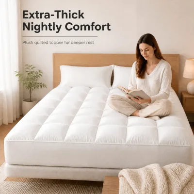 Extra Thicken Bedding Cover 100% Cotton Customized Mattress Topper Warm Quilted Cloudy Pad US Size Deep Pocket Quilted Coverlet