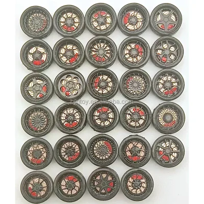 11mm 1/64 Model Car Accessories Alloy Diecast Car Hobby Model Calipers Wheel Hub Rubber Tires