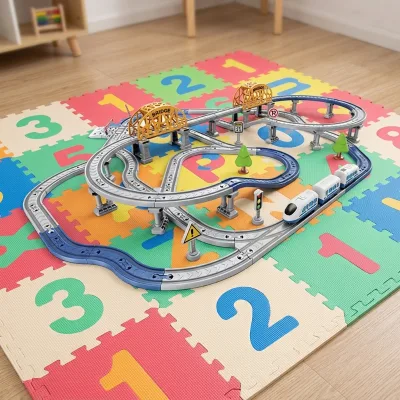 DIY Plastic Train Track Set 168PCS Magnetic Train Battery Operated Parent-child Interaction Building Toy for Kids