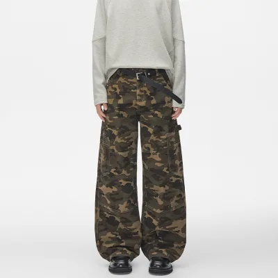 Wholesale Pants Men's American Style Curved Leg Pants Loose Wide Leg Multi Pocket Camouflage Casual Clothes Fashion Pants