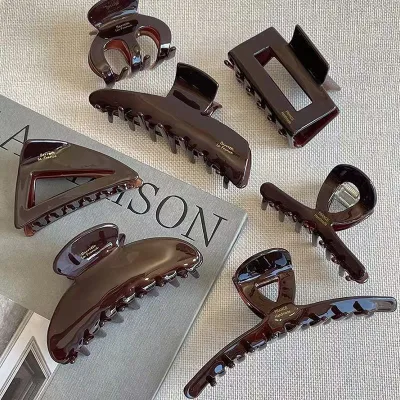 Chocolate-colored Acetate Hair Clip Women's Hair Clip Hair Claw Simple and High-quality Shark Clip (hair Clip)