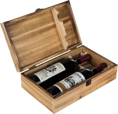 Wholesale Solid Pure Wooden Wine Gift Box, Natural Wood Wine Bottle Packaging Box for Holiday Custom Gift