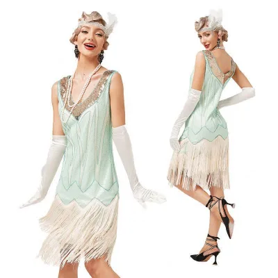 Retro style elegant tassels with glittering beads, late 90s performance photography costumes, performance props and uniforms