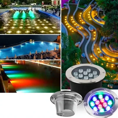 LED Underwater Pool Lights Submersible In-Ground IP68 Waterproof Multi-Color 6W 12V 24V Stainless Steel Recessed