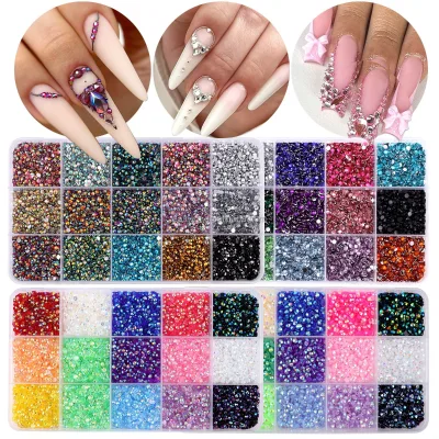 15000pcs Mixed Colors DIY Crafts Crystal Candy Stone Resin Clear AB Rhinestone Sets Kit 4mm Glue Flatback Resin Nail Rhinestones