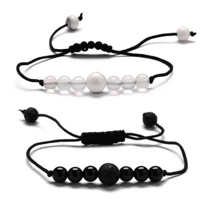 8mm Lava Rock White Howlite Essential Oil Diffuser Bracelet Braided Rope Natural Stone Yoga Gifts Beads Bracelet