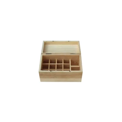 Natural Wooden Essential Oil Box Multifunctional Carved Rectangle Design 14 Bottles Essential Oil Sundries Storage Box