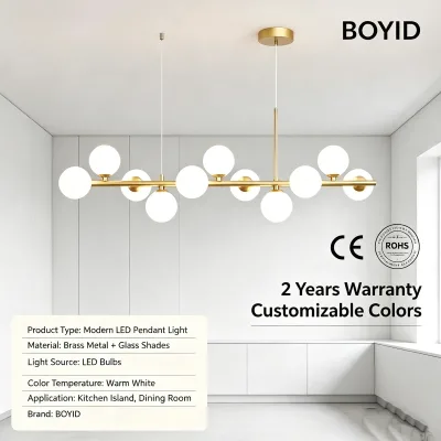 Nordic LED Chandeliers 6000K Modern Ball Murano Glass Pendant Hanging Lamps for Bedroom Living Room Restaurant