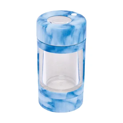 Custom logo Airtight Glass Grinding Spice Glow Herb Storage Magnifying Viewing Jar with Magnifying Lid and Led Light