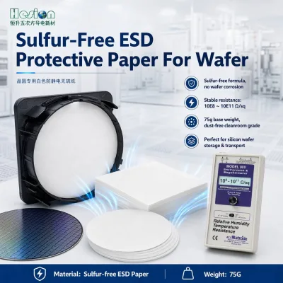 White Anti-static Sulfur-free Paper 10^8 ~ 10^11Ω/sq ESD Wafer Interleaf Paper for Semiconductor Packaging