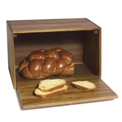 Wood Bread Box with Solid Lid Wooden Breadbox Holder Container Rustic Fresh Bread Keeper Farmhouse Stackable Organizer Bin