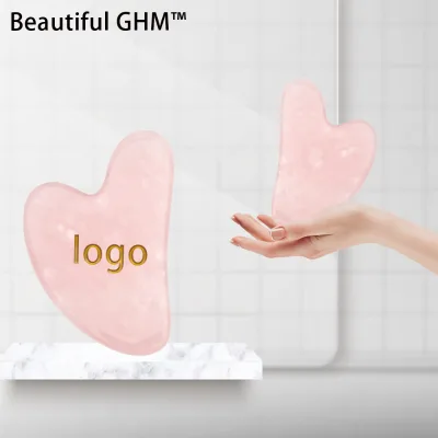 Premium Handmade GuaSha Facial Massage Tool Natural Rose Quartz and Healing Jade Stone for Skin Renewal Face Application