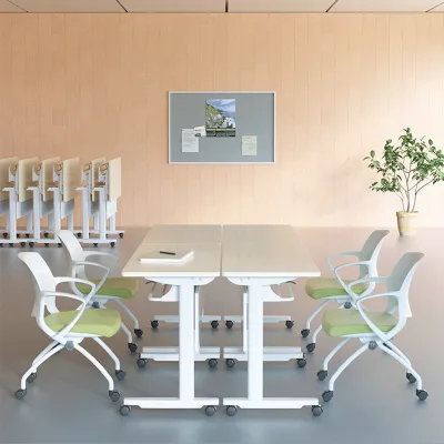 Durable Multi-functional Foldable Movable Multimedia School Writing Table and Conference Table Office With BookShelf