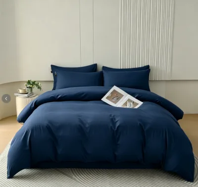100% Sateen Cotton 200TC 300TC High Quality Solid Color Sheet Washable Four-piece Bedding Set for Home and Hotel Multi-color