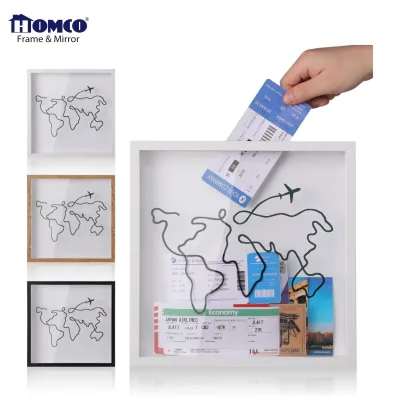 Handmade Kid Art Frames Shadow Box 8x8 and 11.5x11.5 Memory Boxes with Ticket Slots Funny Travel Memory Storage