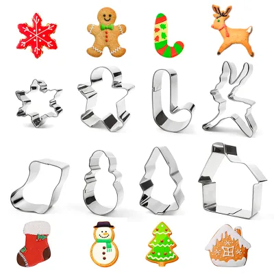 Christmas Decorations 8 Piece Set Cake Fondant Icing Sugar Embossing Mould Cookie Cutter Set
