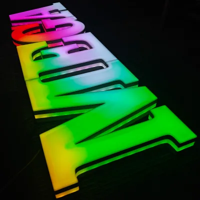 Customizable 3D RGB LED Signage with Dynamic Flame Wave Effects and Programmable Billboards NEON MASTER ZY-189 Remote Control