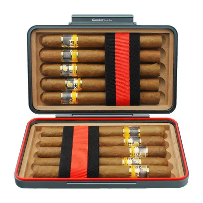 Hot Sale Black Portable Small Cigar Humidor Box case for Men Cedar Wood Cigar Humidor