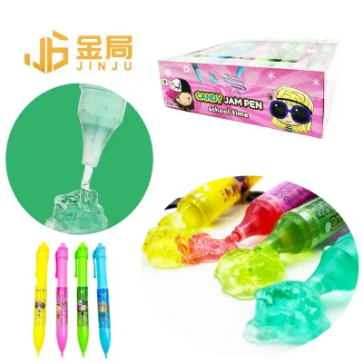 Halal Mini Fruity Flavor Liquid Candy Drawing Pen Shaped Kid Jelly Candy Pen
