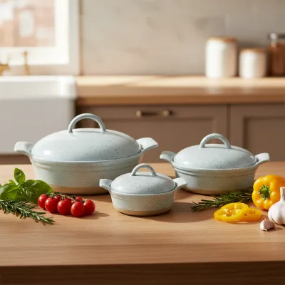 Ceramic Stoneware Baking Tray with Handles and Lid Oven Safe Eco-Friendly Bread & Loaf Pan