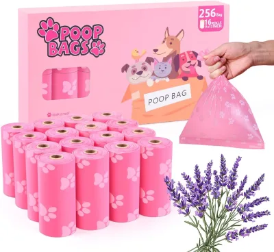9x13 Inches Pink Thickened Leakproof Lavender Scent Biodegradable Portable Eco-Friendly Dog Poop Bags