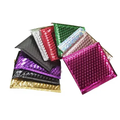 Eco Friendly Laser Silver Holographic Bubble Mailers Heavy Duty Self Adhesive Shipping Envelopes