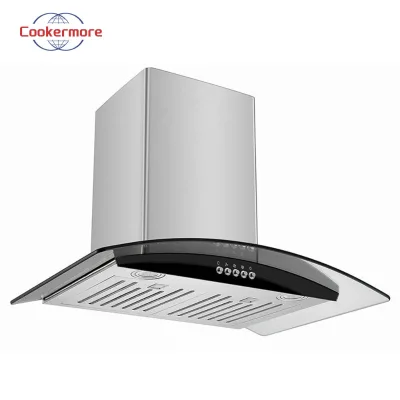 Wall Mounted Range Hood Remote Control Curved Glass Inox Low Noise Powerful Suction Easy Cleaning Household Use USB Powered