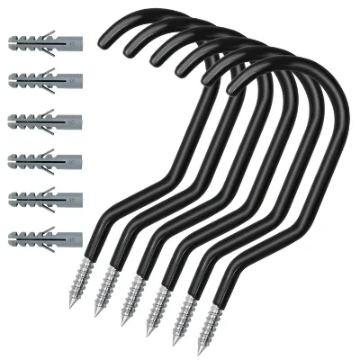 6 Pack Bike Storage Hook Rack Heavy Duty Large Screw Hooks for Garage Wall and Ceiling Bicycle Storage Utility Tool Hanger