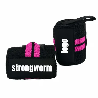 High Quality Durable Cotton Stripe Wristbands Customizable Non-Slip Gym Fitness Crossfit Wraps Support
