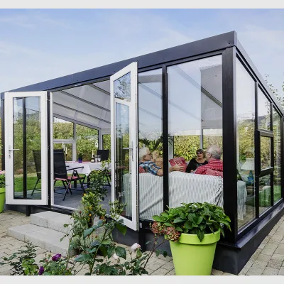 Aluminum Alloy Polycarbonate Motorized Remote Control Modern Luxury Design Waterproof Louver Opening Roof Balcony Enclosed
