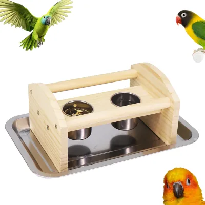 New Arrival Bird Stand Top Interactive Training Parrot Bird Stand Bar Stainless Steel Food Cup Combination Stand Supplies