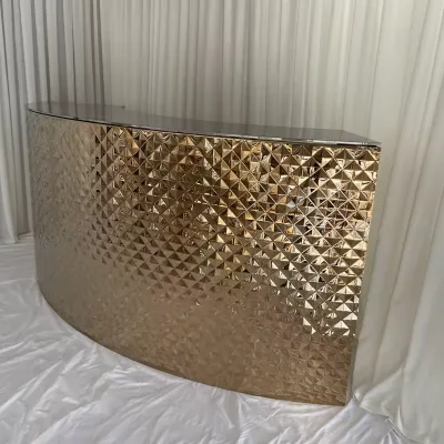 FSDKX Popular Gold With Crystal Rectangular Bar Table Outdoor Event Bar Table Cocktail High