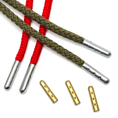 Shoe Lace Metal Gold/Silver/Gun Black Aglets Tips for Hoodie,Rainbow/Antique Brass/White Repair Shoelace End Caps Lace